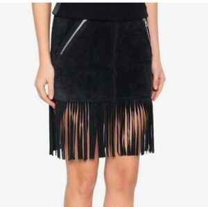 BARBARA BUI FRINGE LEATHER SKIRT SIZE 38